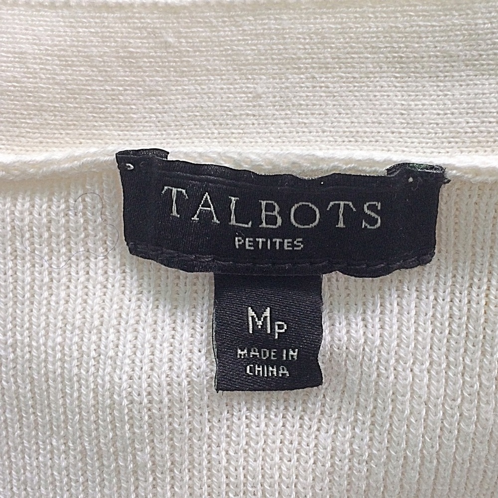 Talbots White Cardigan Sweater Size MP - Picture 6 of 7